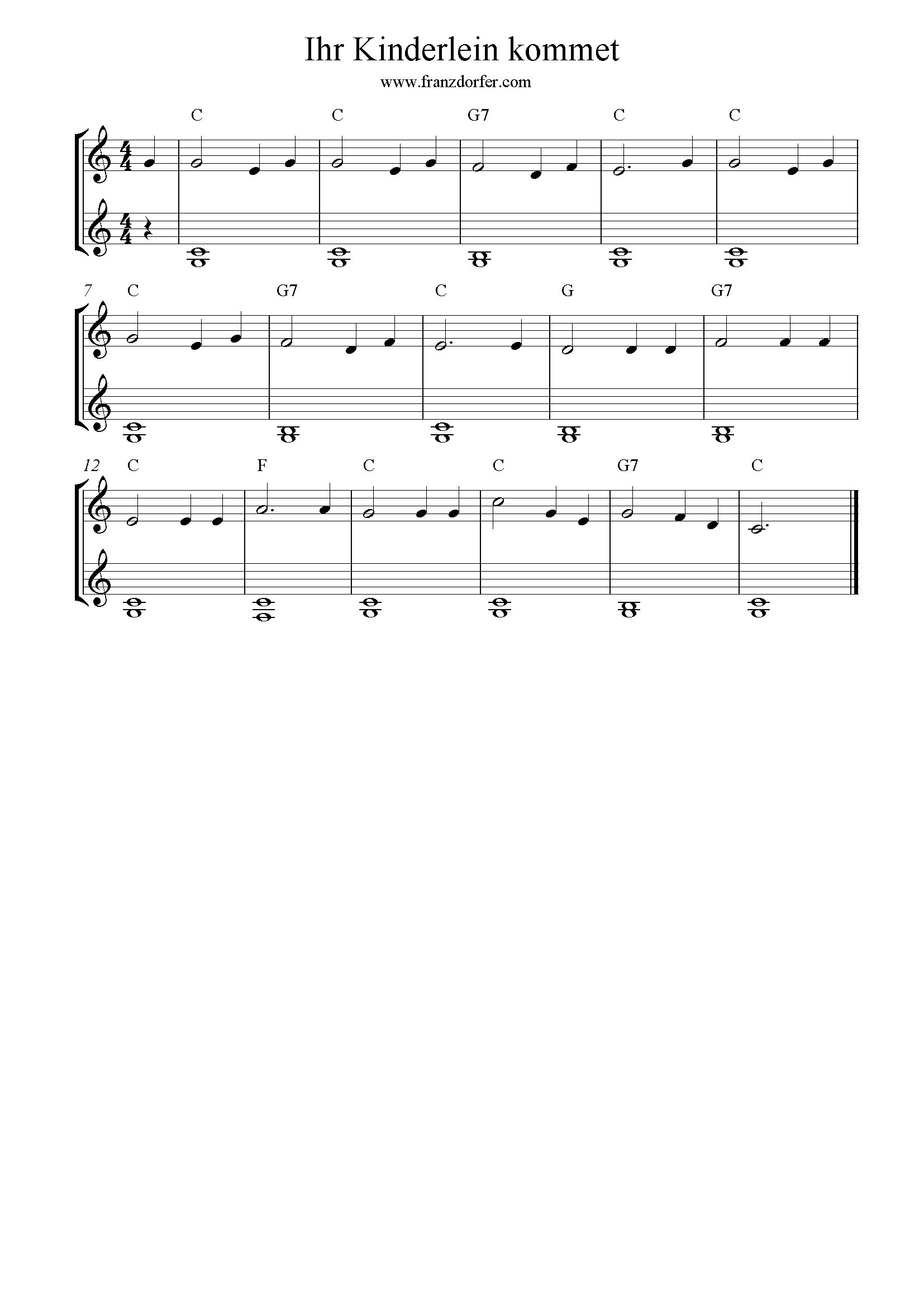 piano sheet KIhr kinderlein kommet Klavier Noten